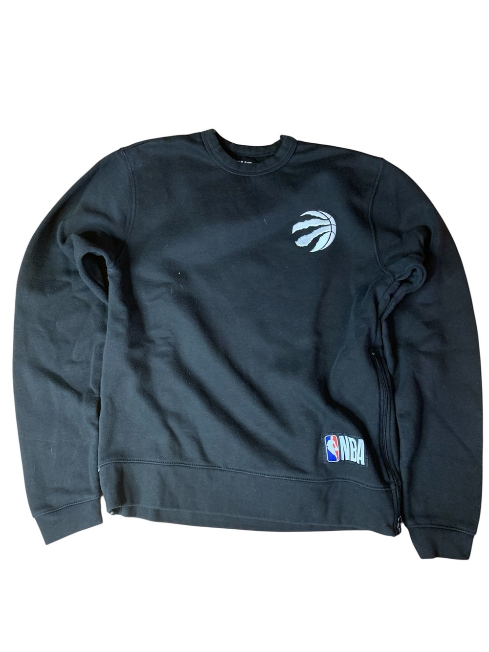 NBA Toronto Raptors Black Crewneck Sweatshirt Double Side Zippers Unisex S/P